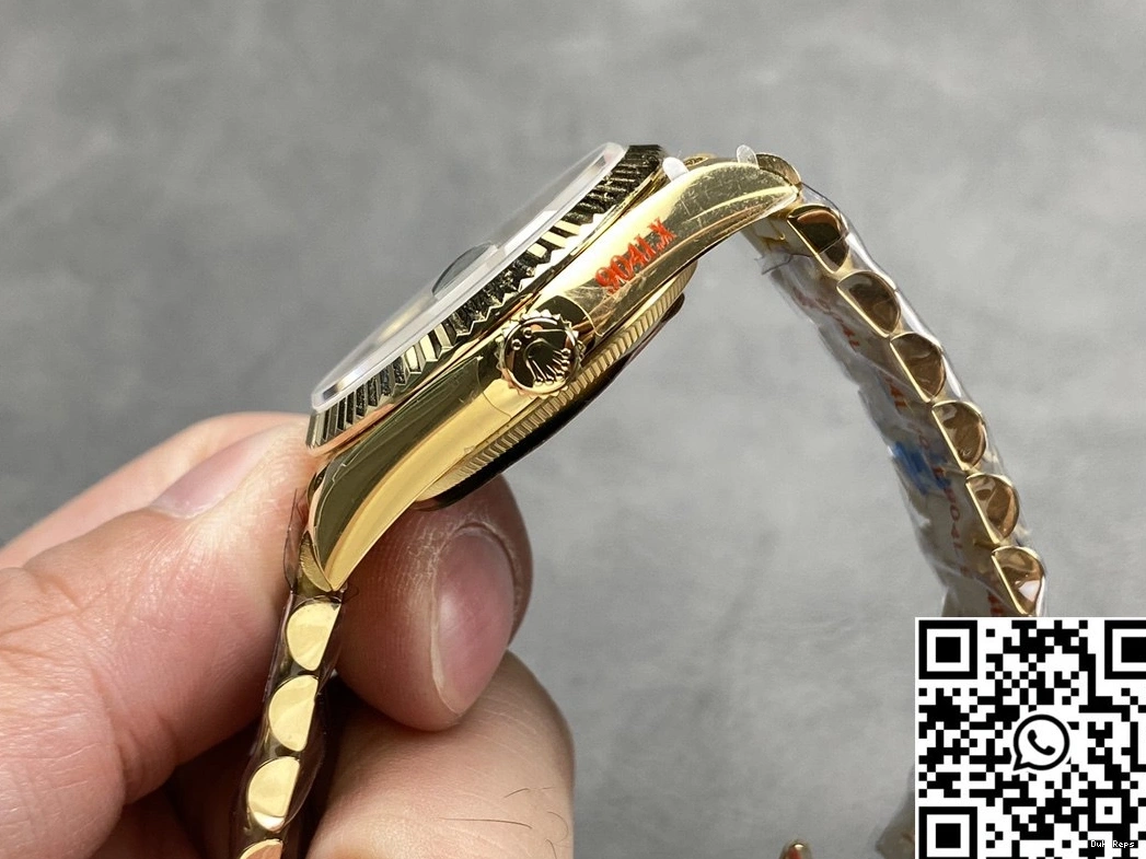 Date Yellow Green Dial Tungsten Gold Factory M128238-0069 Rolex QF Day 36mm Steel v5 0427